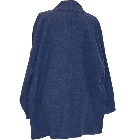 Eileen Fisher Merino Wool XL Kimono Jacket Blue Long Sleeve Pockets Oversized - Picture 2 of 13